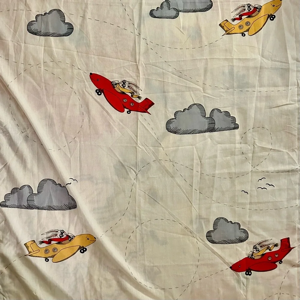 IKEA FLYGNING Curtain Panel Vintage 1999 Bunny In Plane 47” Width 97” Length